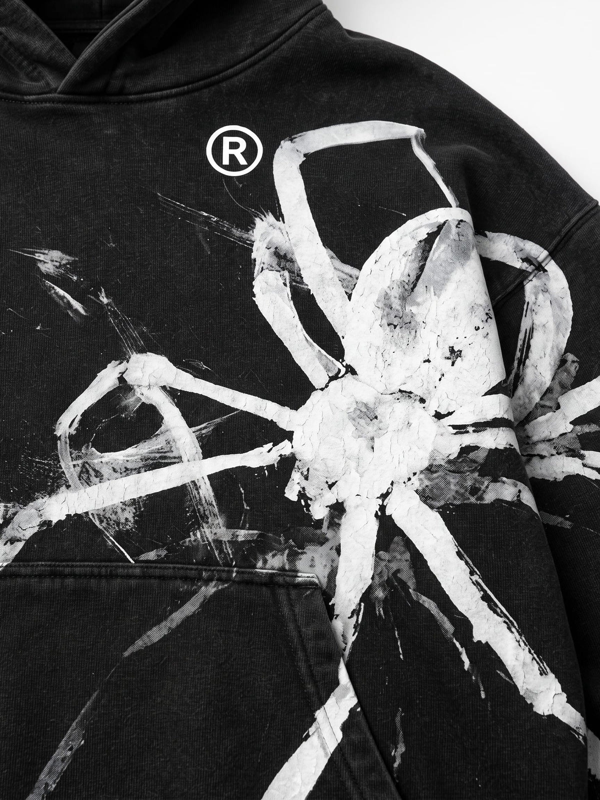 Spider graphic hoodie – spider print close-up | XoKool