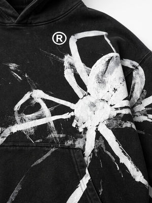 Spider graphic hoodie – spider print close-up | XoKool