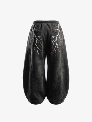 Acid wash sweatpants – Black, back flat | XoKool