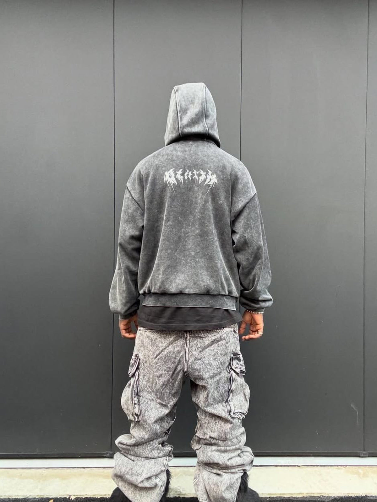 Ski mask hoodie – on model, back view | XoKool