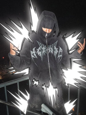 Ski mask hoodie – on model, night, edited effects | XoKool