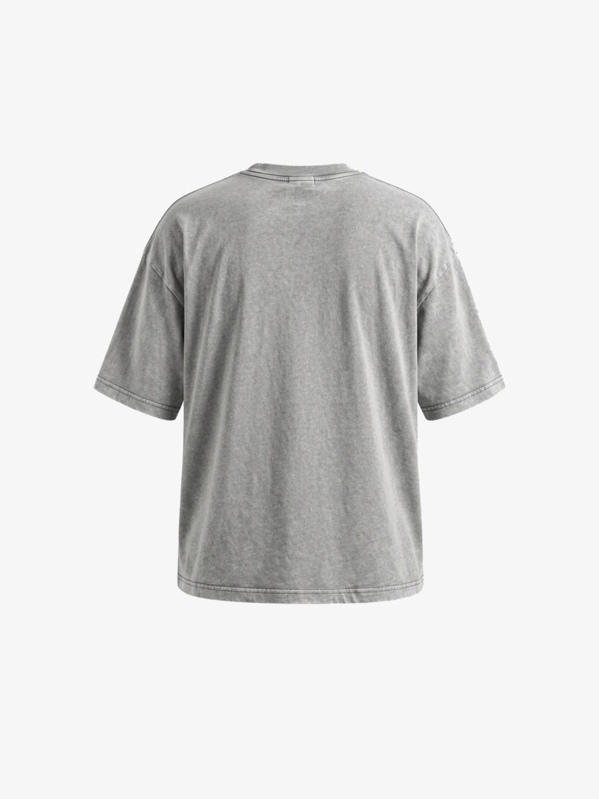 Acid Wash Oversized Tee with Fallen Angel Graphic – Grey, back view | XoKool