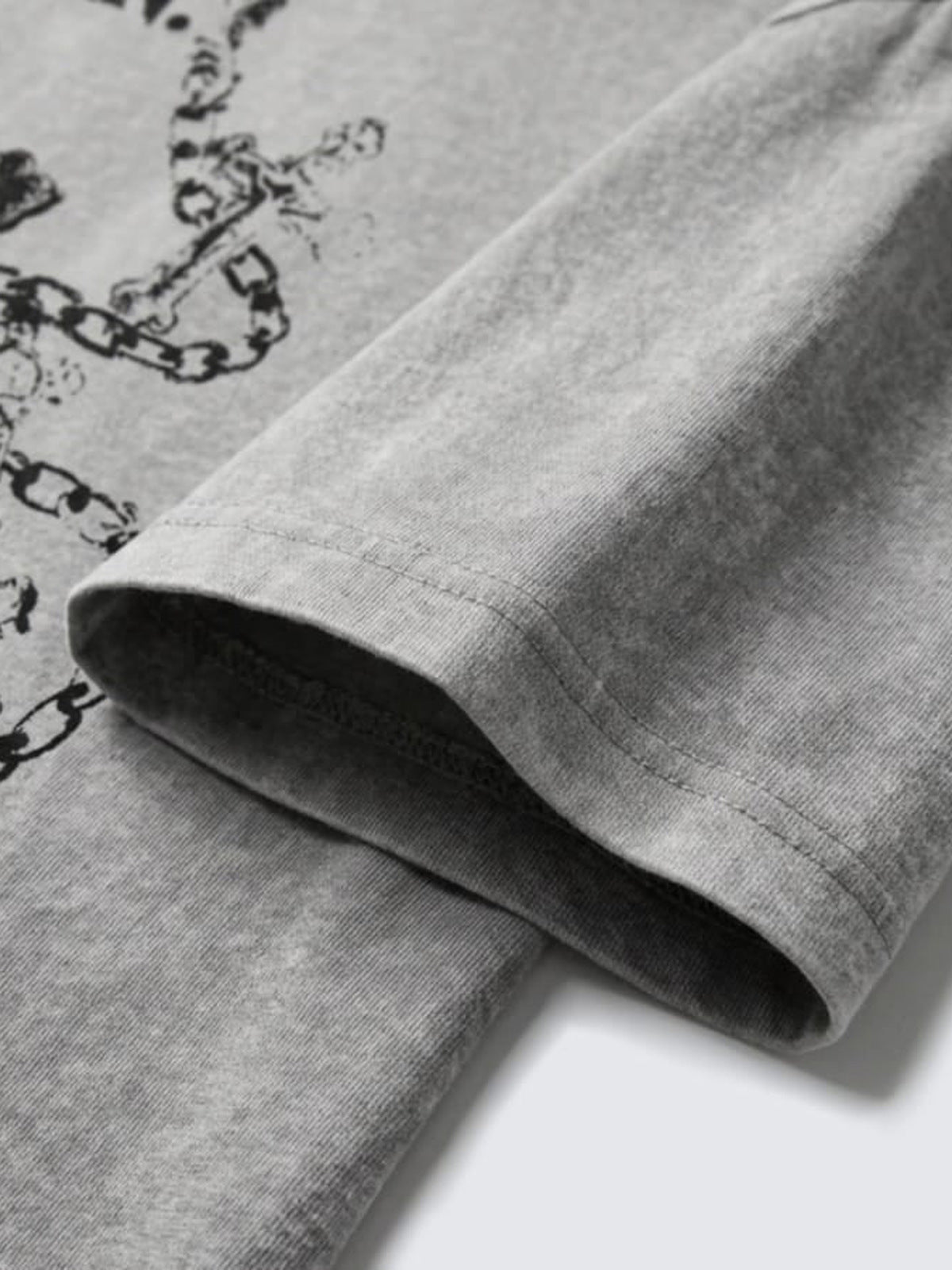 Acid Wash T Shirt – sleeve hem close-up | XoKool