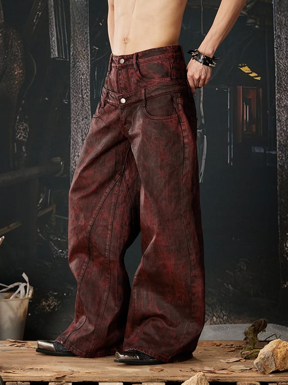 Acid Wash Wide Leg Jeans – Detailansicht | XoKool