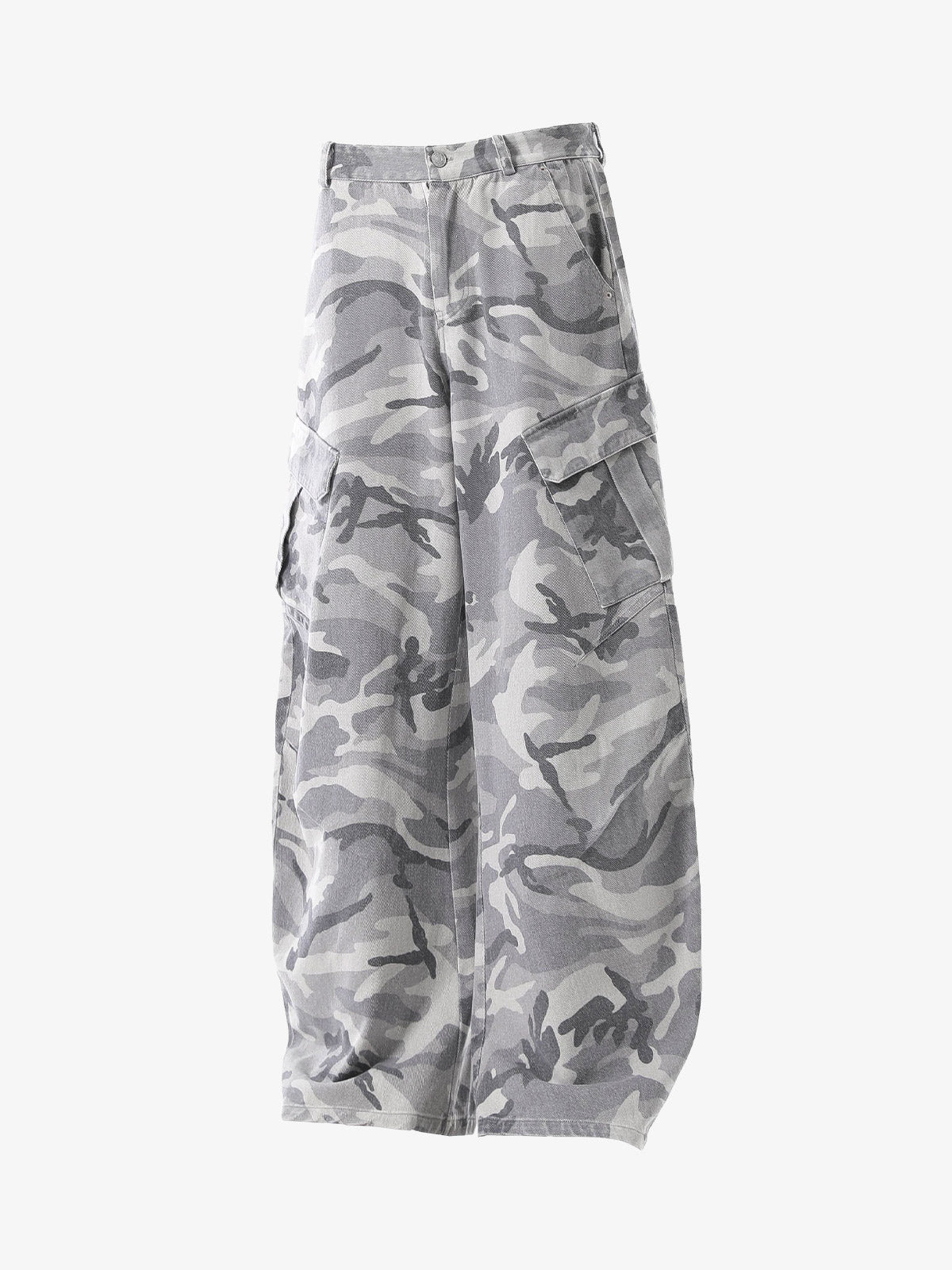 Woven Snow Camouflage Machete Wide-Leg Cargo Barrel Pants - image 3