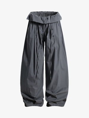 Street Ruffled Waist Pleated Drape Balloon Pants - thumbnail 1
