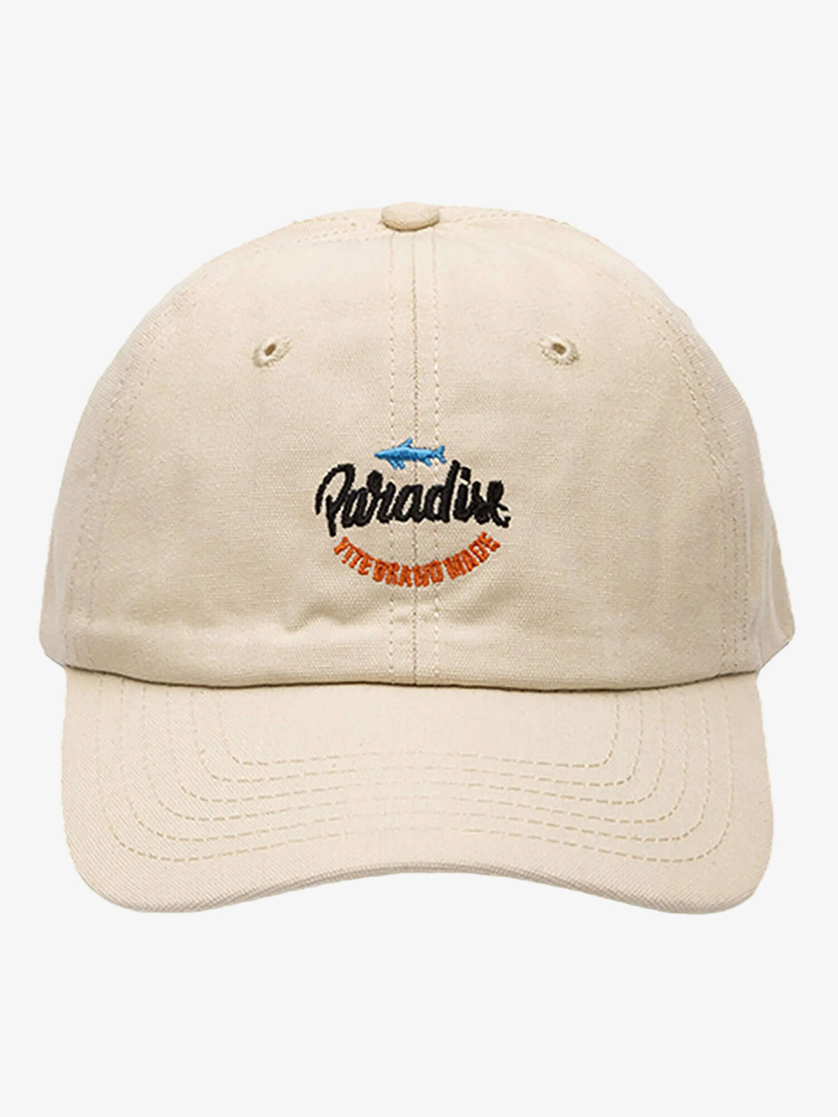 Paradise Dad Cap mit Fisch-Stickerei – Creme, Vorderansicht | XoKool