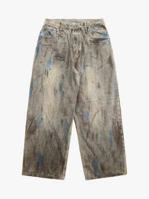 Mud Wash Baggy Jeans – Front flat | XoKool