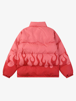 Pufferjacke mit Flammen-Print – Rot, Rückseite | XoKool