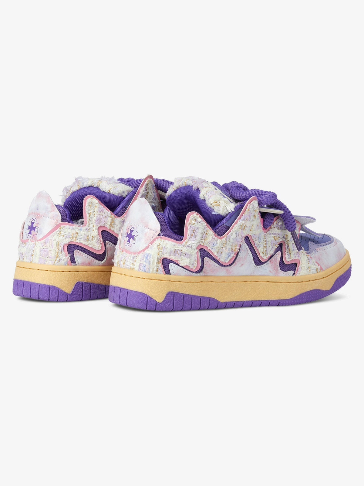 Zapatillas skate de tweed morado – Vista trasera 3/4 | XoKool