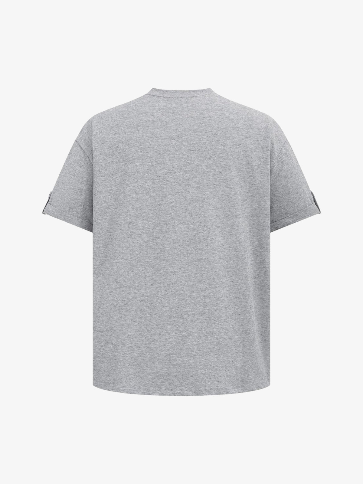 T-Shirt mit Kontrastnähten – Grau meliert, Rückseite | XoKool