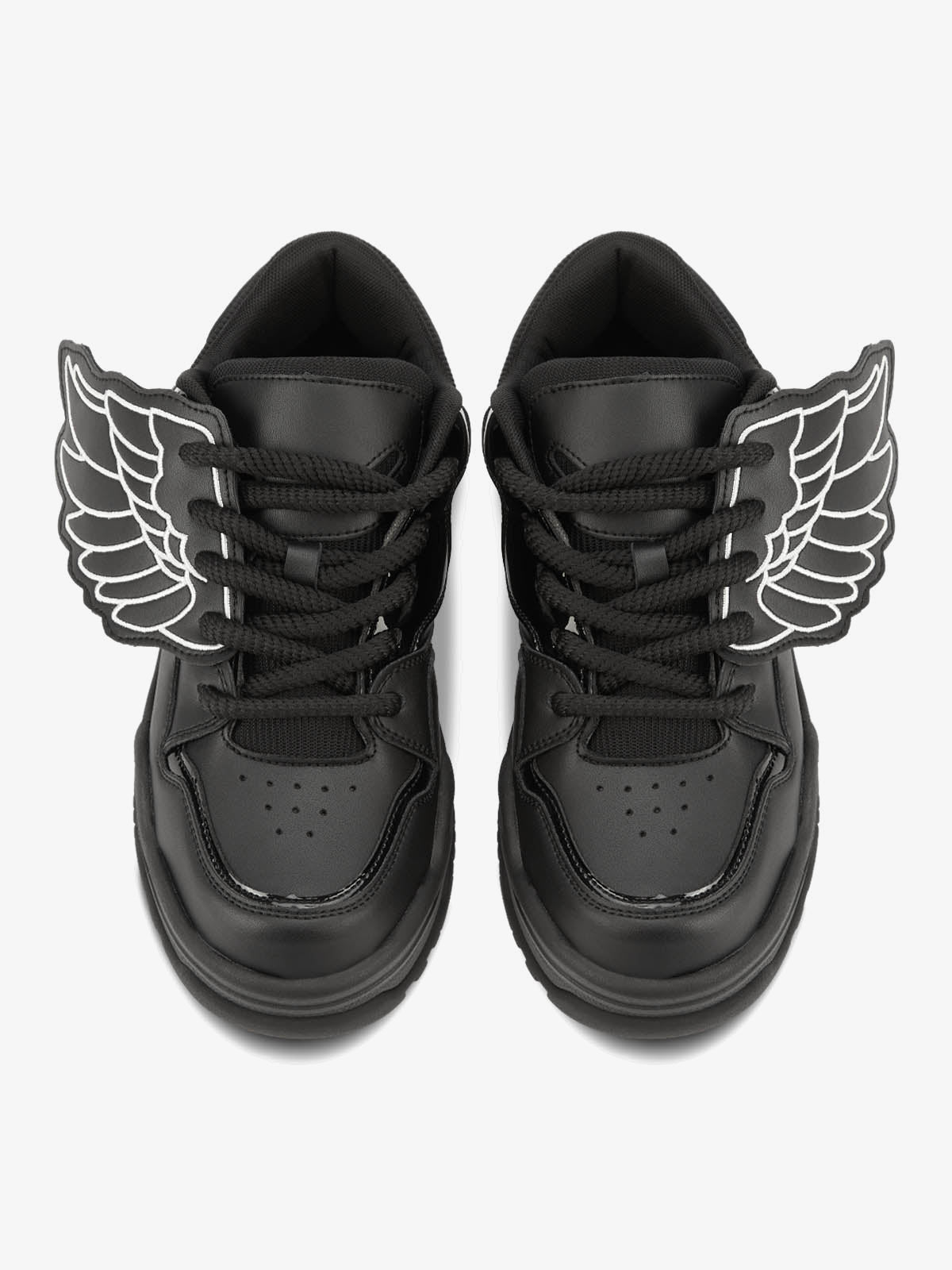 Tenis chunky negros con alas de ángel – vista superior | XoKool