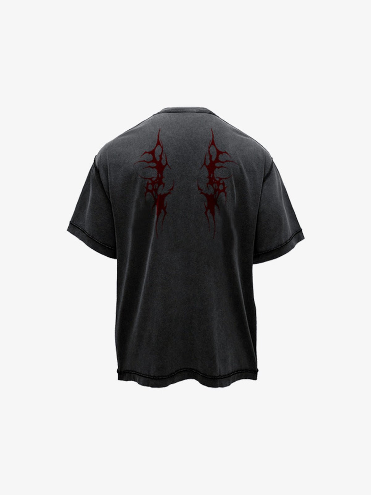 Angel Wings T-Shirt, Washed Black Oversized – Rückansicht | XoKool