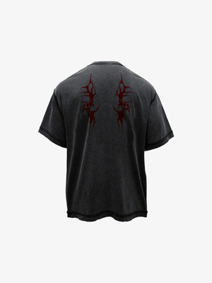 Angel Wings T-Shirt, Washed Black Oversized – Rückansicht | XoKool