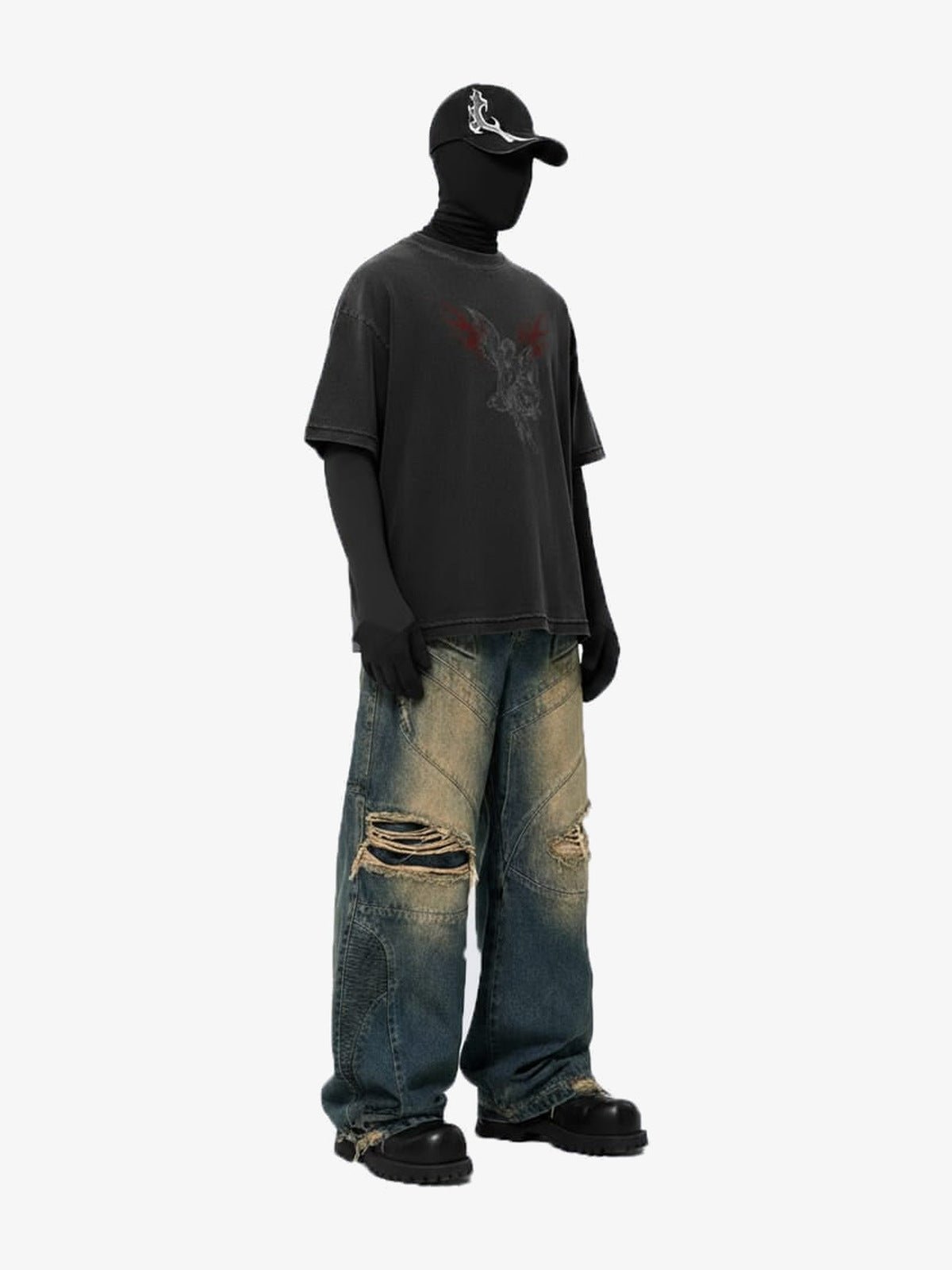 Angel Wings T-Shirt – am Model (maskiert), seitlich | XoKool