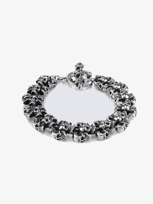 Antiqued Skull Link Biker Bracelet – product shot on grey | XoKool