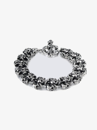 Antiqued Skull Link Biker Bracelet