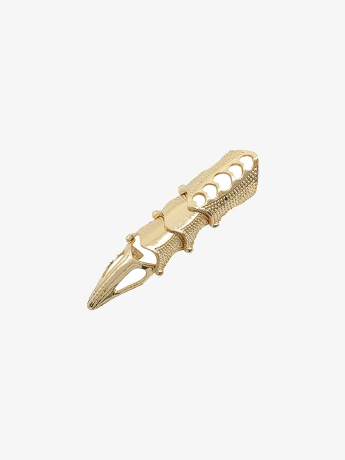 Gegliederter Krallen-Fingerring in Rüstungsoptik – Goldene segmentierte Kralle | XoKool