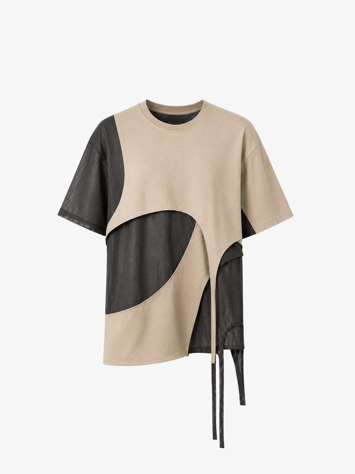 Mesh panel tee – Beige, front view | XoKool