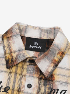 Distressed Mottled Plaid Human Figure Long Sleeve Shirt - thumbnail 6