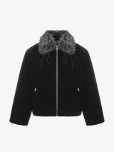 Vintage Drawstring Design Fur Collar Padded Jacket
