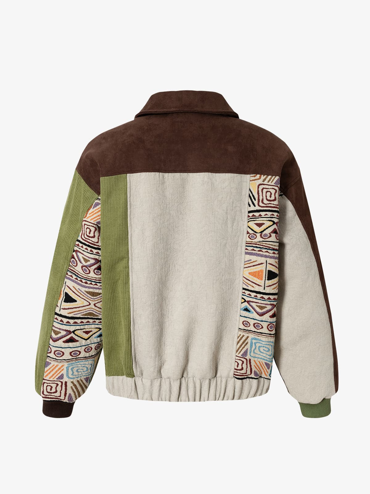 Vintage Jacquard Patchwork Corduroy Lapel Padded Cotton Jacket