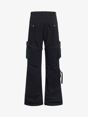 Multi-Pocket Cargo Flared Pants - thumbnail 4