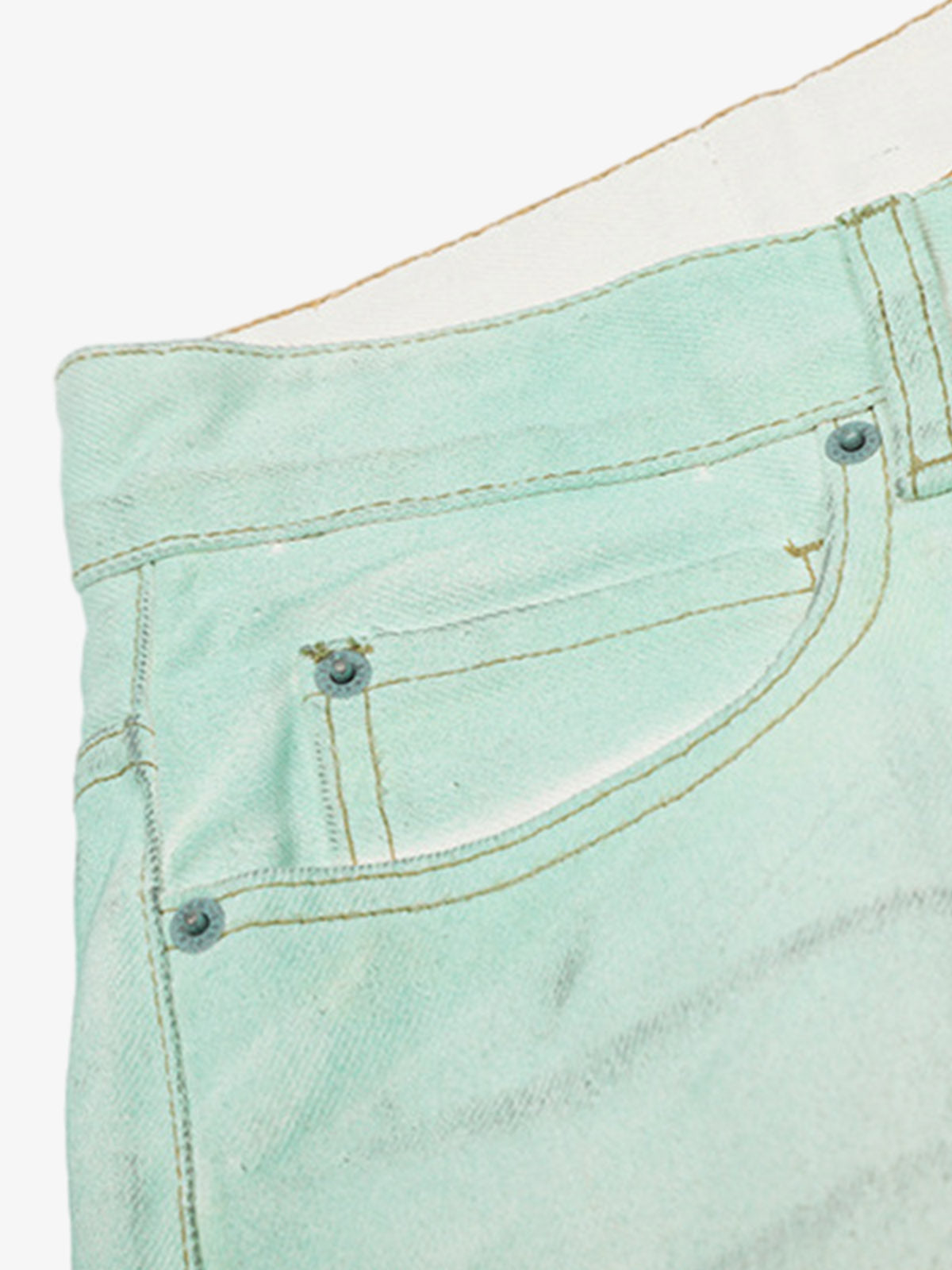 Mint green jeans – front pocket close-up | XoKool