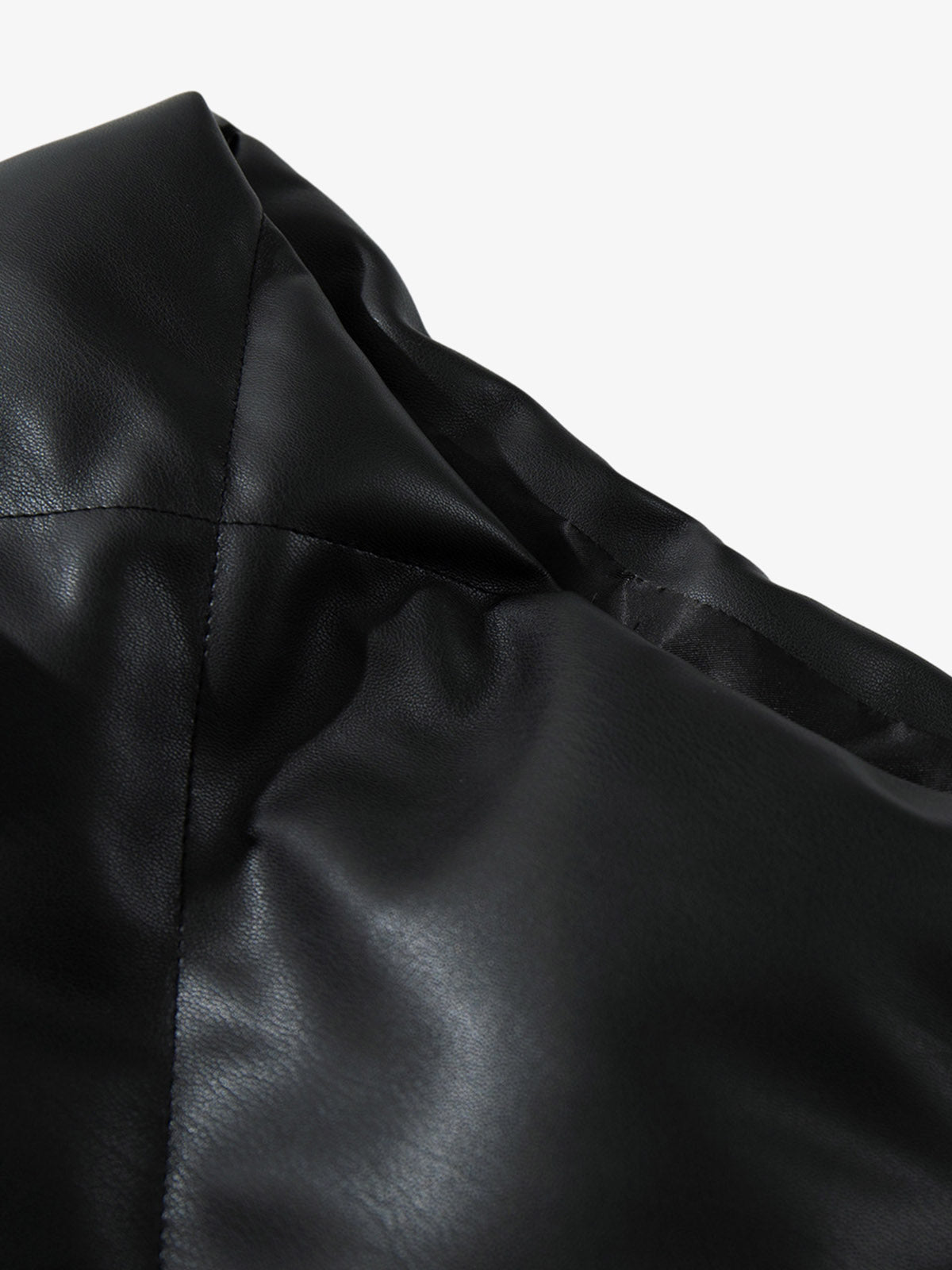 Minimalist Faux Leather Stand Collar Puffer Vest - image 10