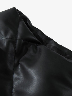 Minimalist Faux Leather Stand Collar Puffer Vest - thumbnail 10