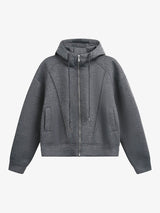 Deconstructed Split Drawstring Hooded Sweatshirt