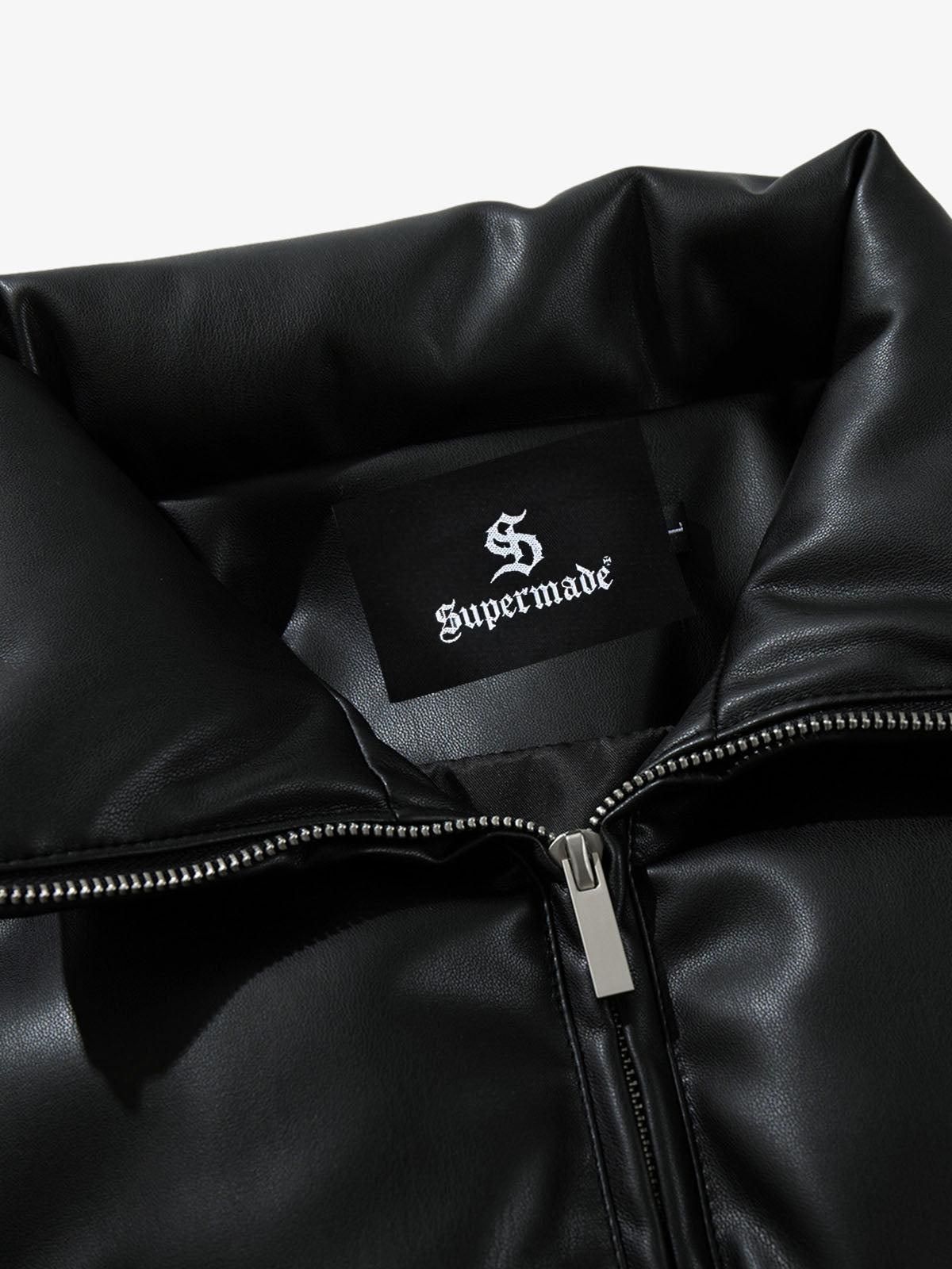 Minimalist Faux Leather Stand Collar Puffer Vest - image 15