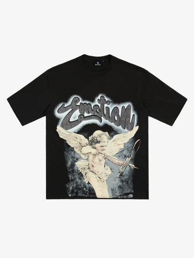 Cupid Rhinestone Black Graphic Tee