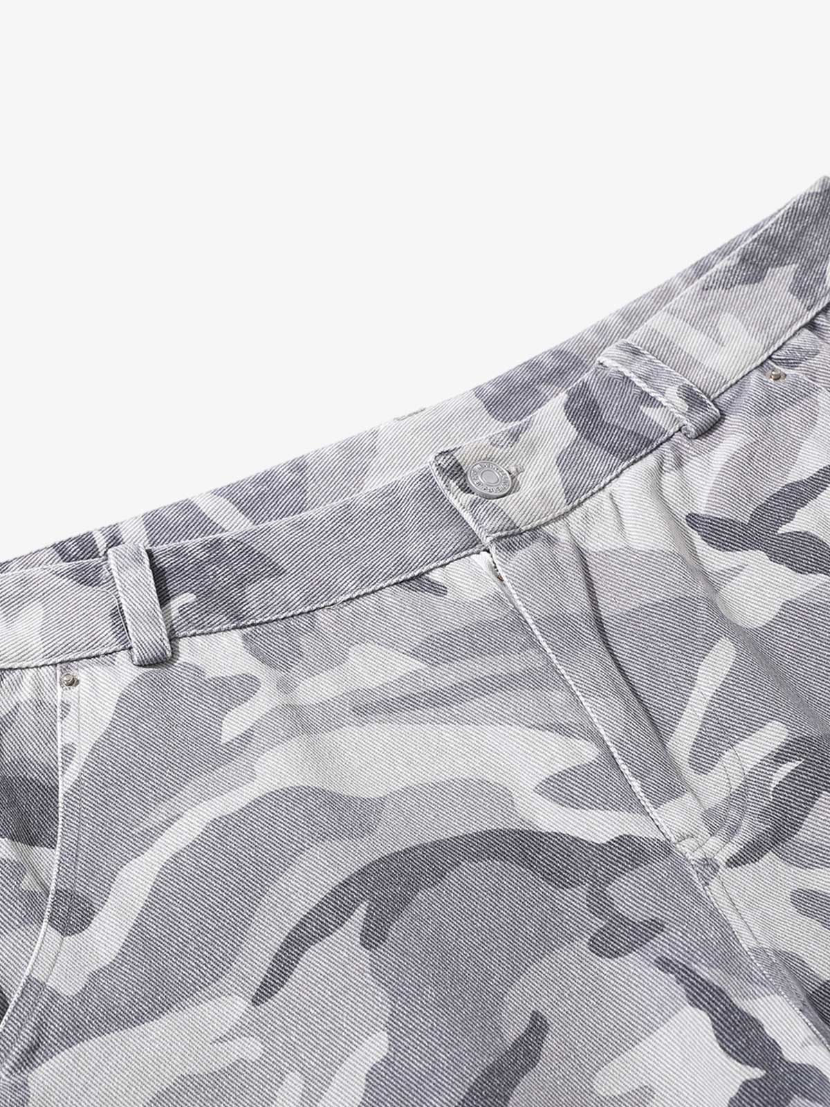 Woven Snow Camouflage Machete Wide-Leg Cargo Barrel Pants - image 5
