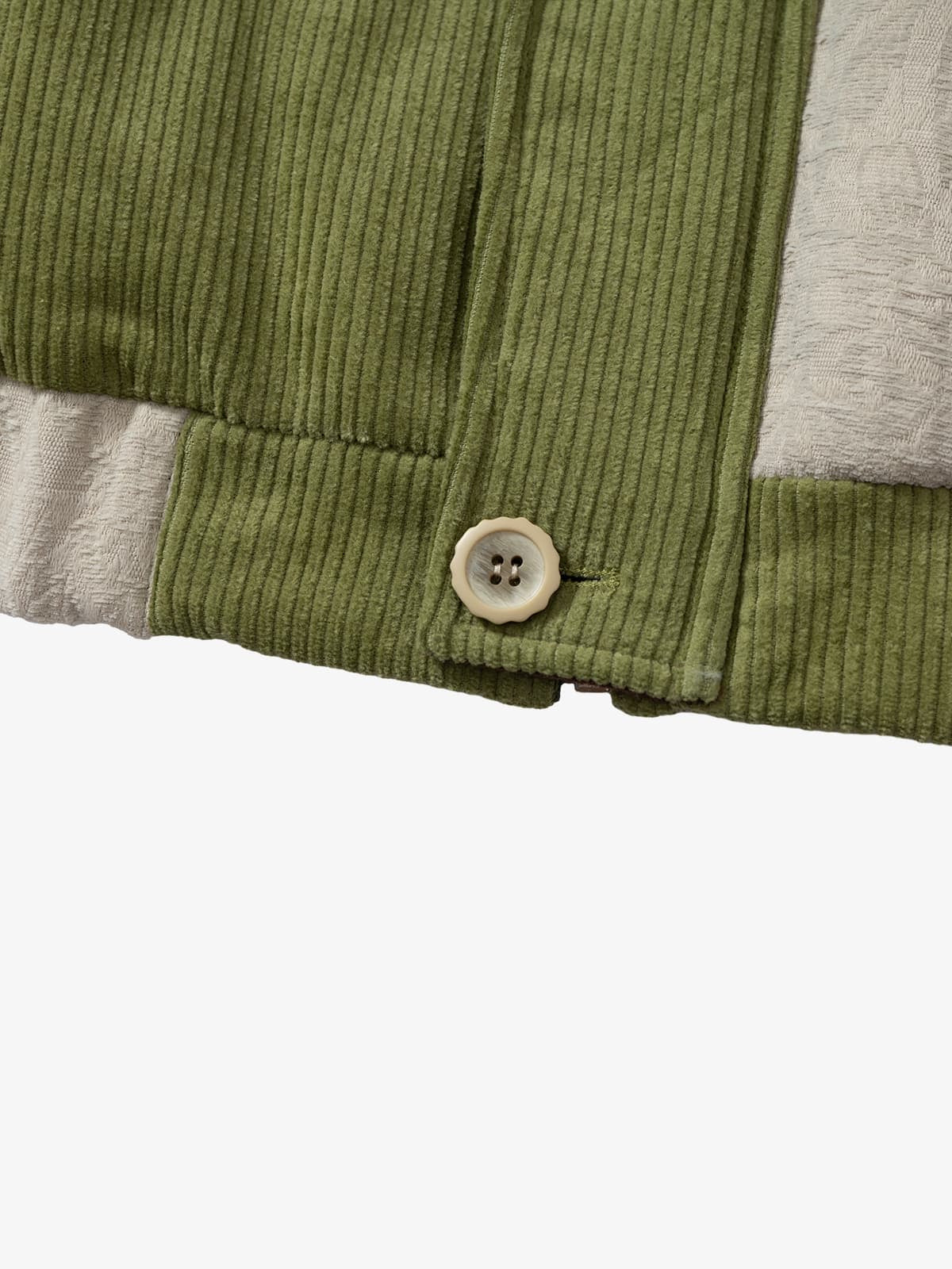 Vintage Jacquard Patchwork Corduroy Lapel Padded Cotton Jacket - image 18