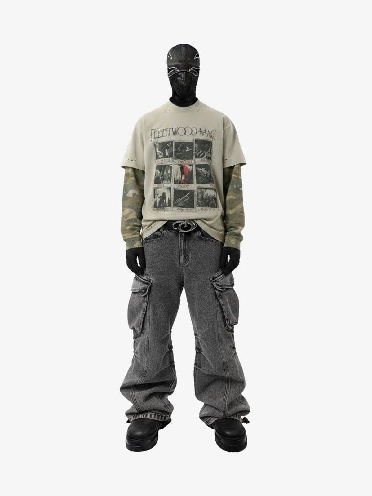 Grey Cargo Jeans – on model, front | XoKool