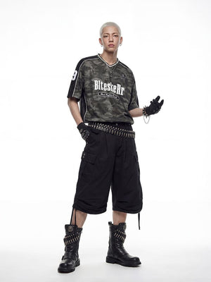Pleated cargo shorts – on model, front | XoKool