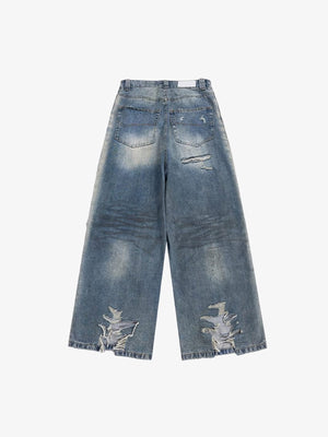 Ripped raw hem jeans – back flat alt | XoKool