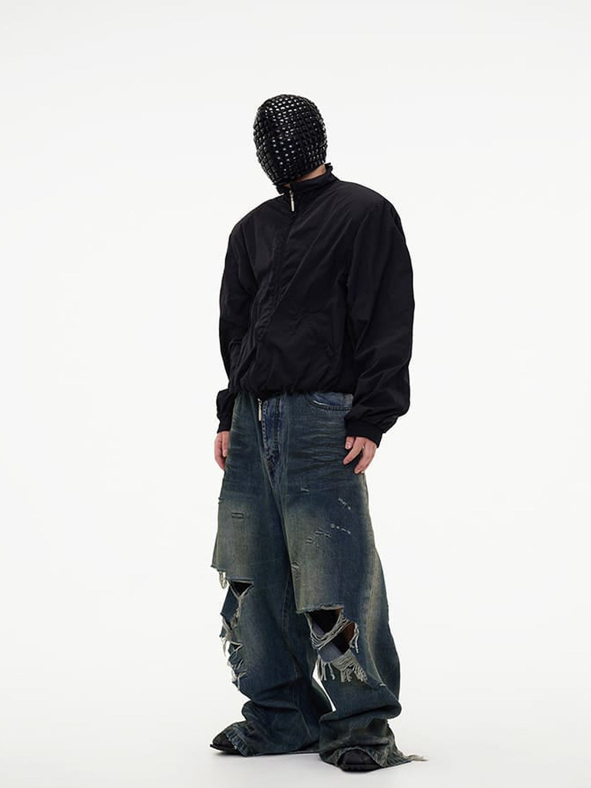 Ripped raw hem jeans – on model, side | XoKool