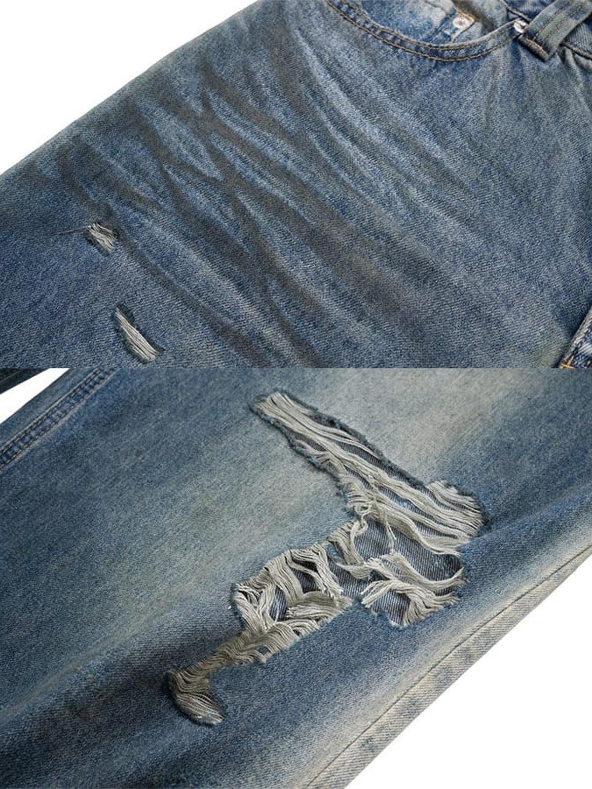 Ripped raw hem jeans – rips close-up collage | XoKool