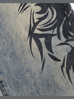 Tribal Jeans – Sand Washed, Tribal-Print Nahaufnahme | XoKool