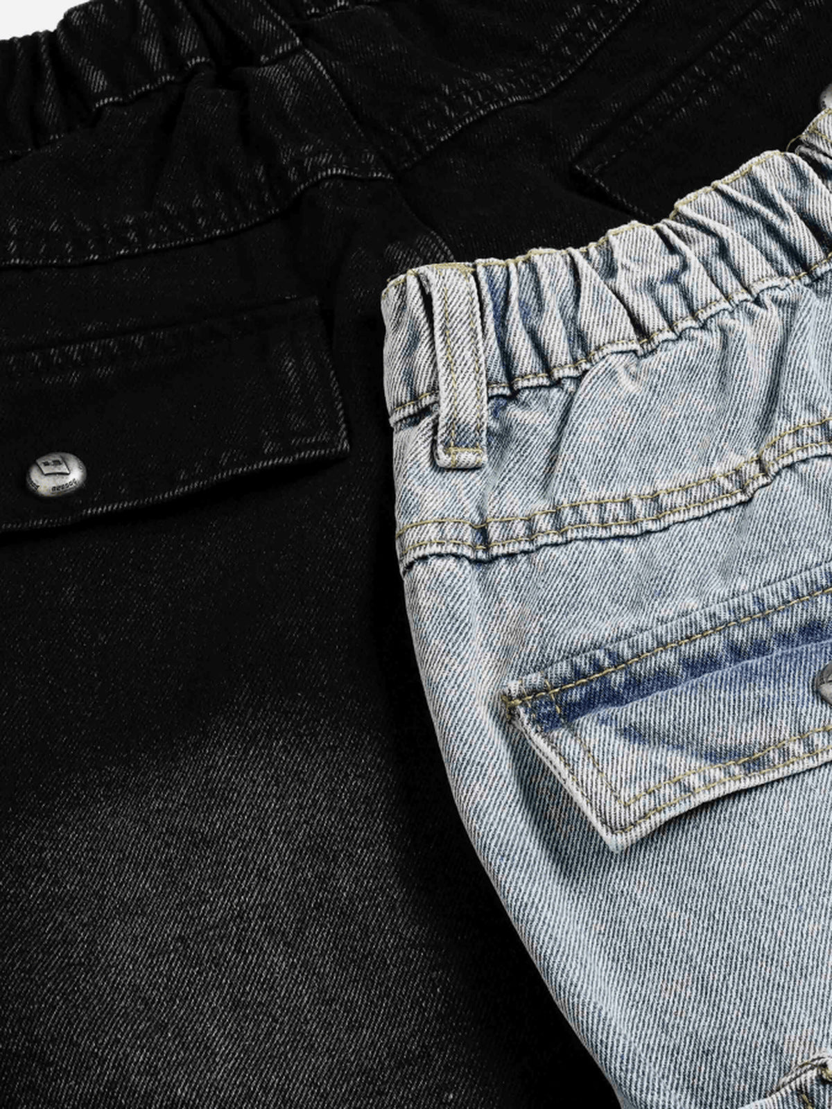 Jorts cargo – ambos colores, detalle de la cintura elástica trasera | XoKool
