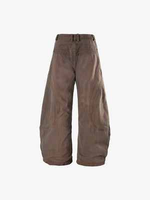 Jeans cargo balloon – Marrón, trasera plana | XoKool