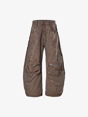 Jeans cargo balloon – Marrón, frontal plana | XoKool
