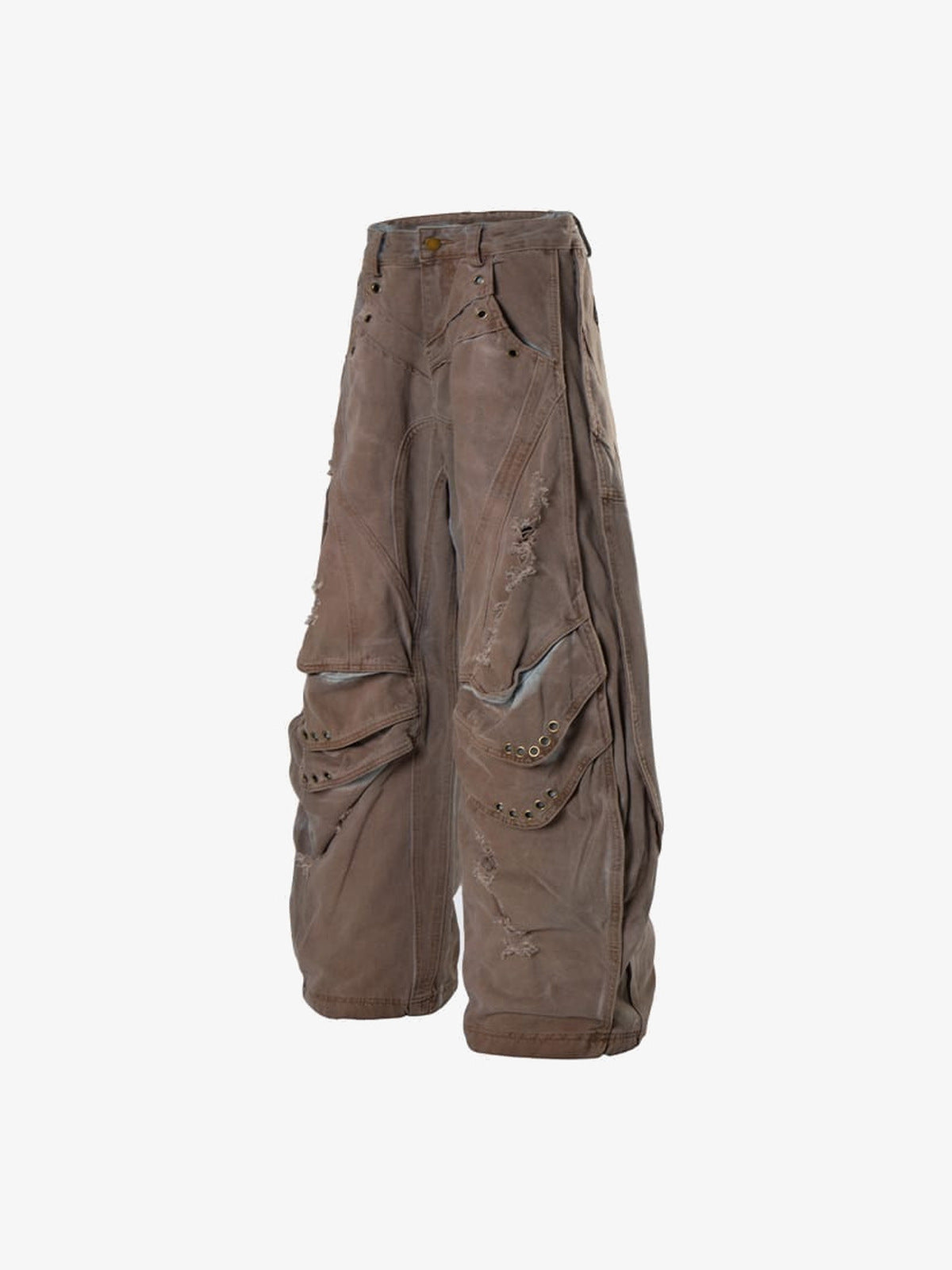 Jeans cargo balloon – Marrón, lateral plana | XoKool