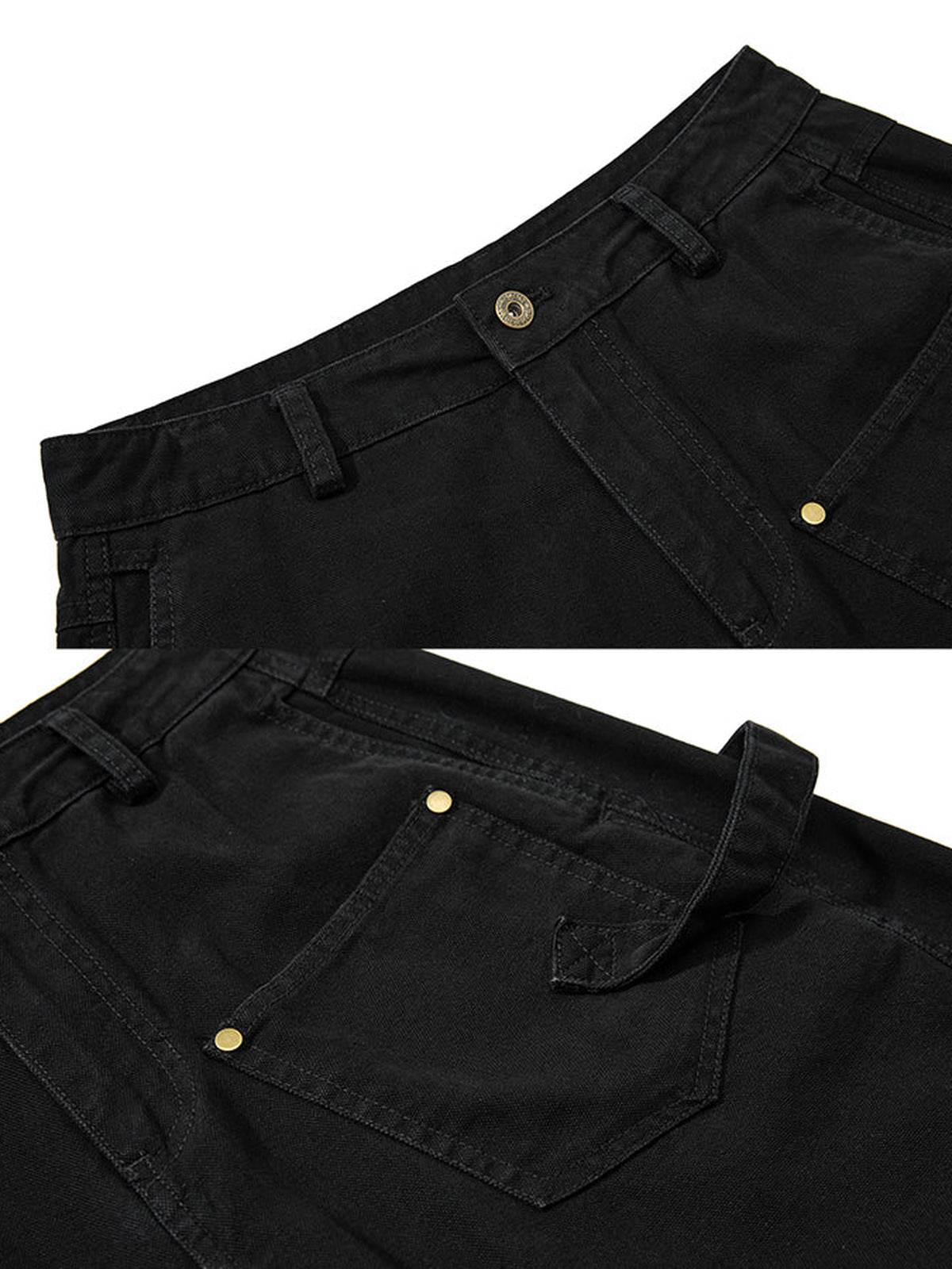 Carpenter pants – Black, waist and pocket close-up | XoKool