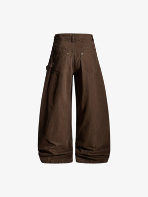 Carpenter pants – Brown, back flat | XoKool