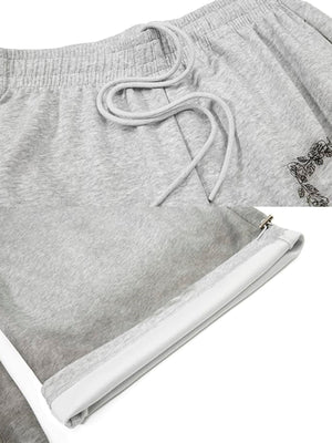 Barrel sweatpants – Grey, drawstring and side zip close-up | XoKool