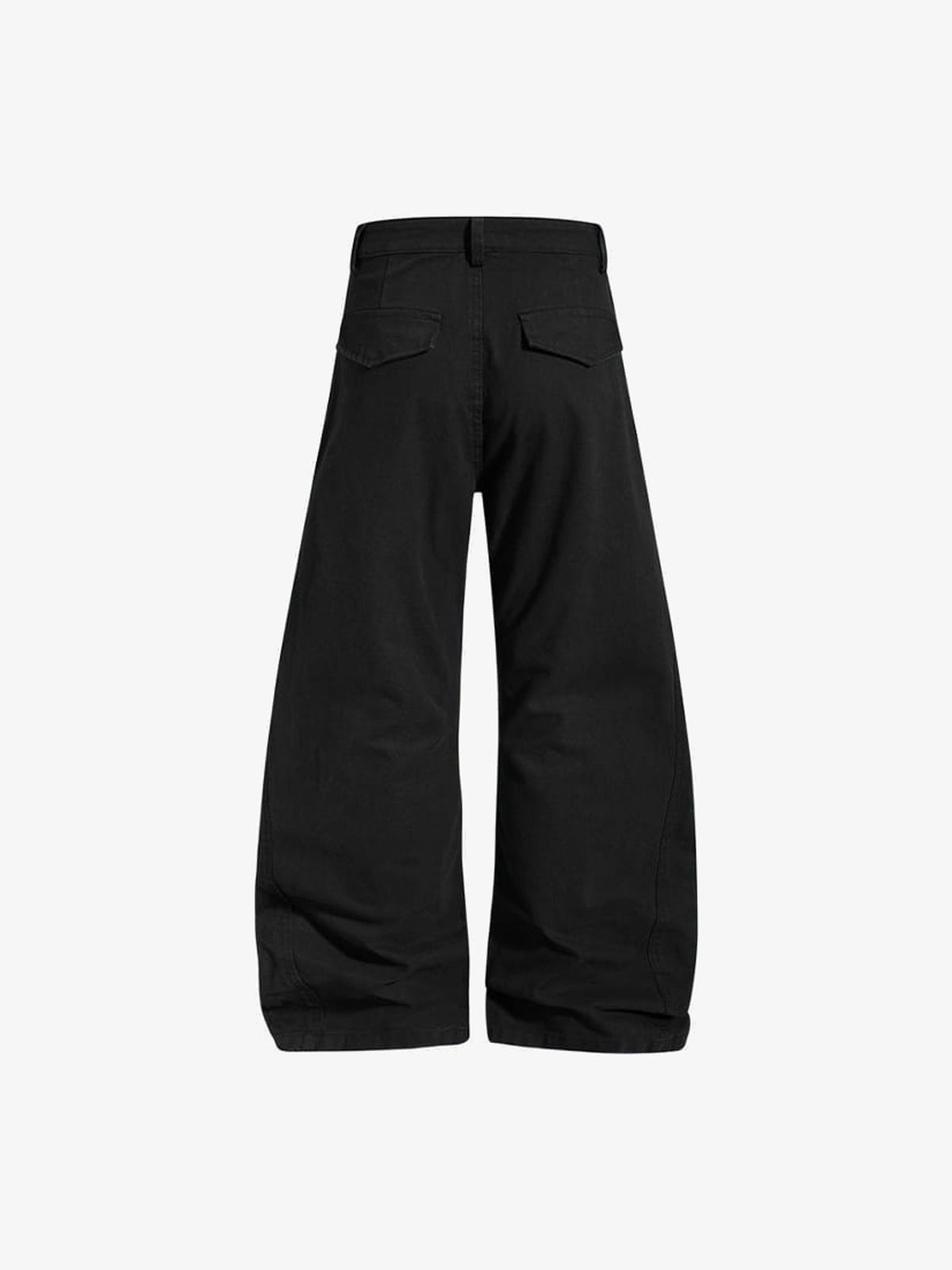 Pantalones barrel plisados – Negro, trasera plana | XoKool