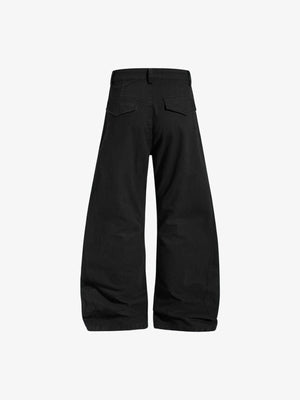 Pantalones barrel plisados – Negro, trasera plana | XoKool